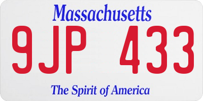 MA license plate 9JP433