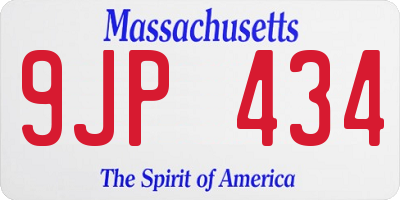 MA license plate 9JP434