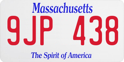 MA license plate 9JP438