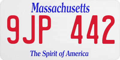 MA license plate 9JP442