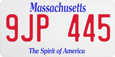 MA license plate 9JP445