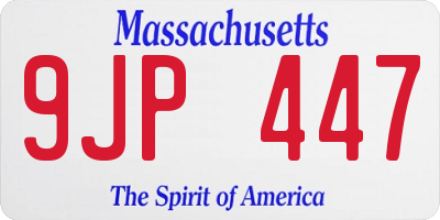 MA license plate 9JP447