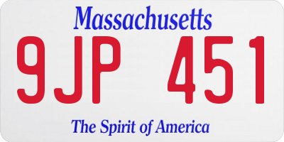 MA license plate 9JP451