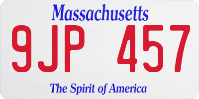 MA license plate 9JP457