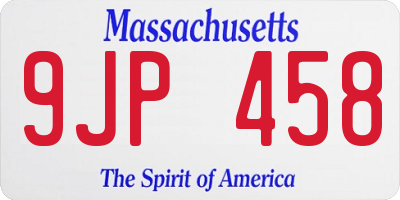 MA license plate 9JP458
