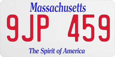 MA license plate 9JP459