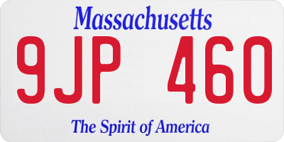 MA license plate 9JP460
