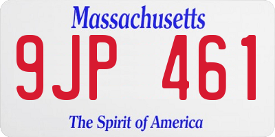 MA license plate 9JP461