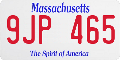 MA license plate 9JP465
