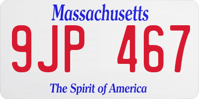 MA license plate 9JP467