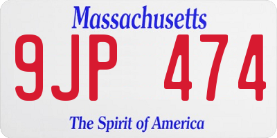 MA license plate 9JP474