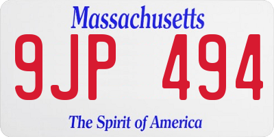 MA license plate 9JP494