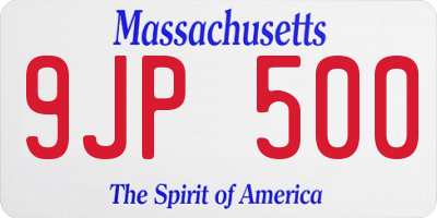 MA license plate 9JP500