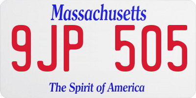 MA license plate 9JP505