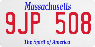 MA license plate 9JP508