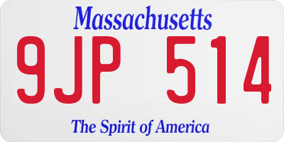 MA license plate 9JP514