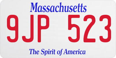 MA license plate 9JP523