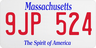 MA license plate 9JP524