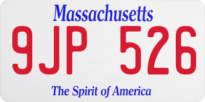 MA license plate 9JP526