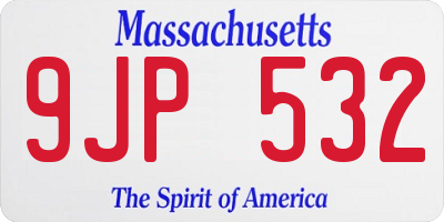 MA license plate 9JP532