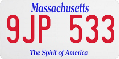 MA license plate 9JP533