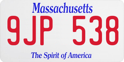 MA license plate 9JP538