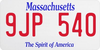 MA license plate 9JP540