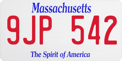 MA license plate 9JP542