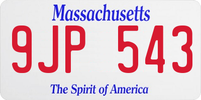 MA license plate 9JP543