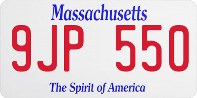 MA license plate 9JP550