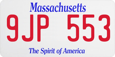 MA license plate 9JP553