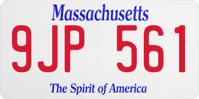 MA license plate 9JP561