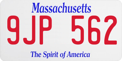 MA license plate 9JP562