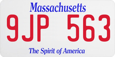 MA license plate 9JP563