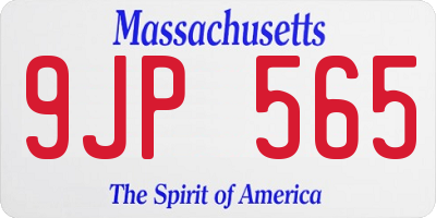 MA license plate 9JP565