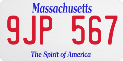 MA license plate 9JP567