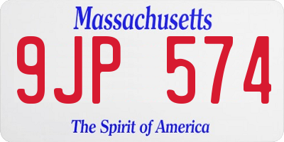 MA license plate 9JP574
