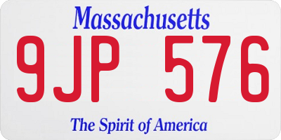 MA license plate 9JP576