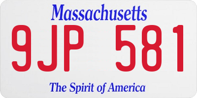 MA license plate 9JP581