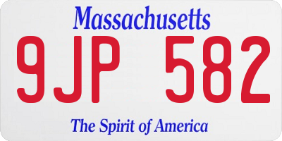 MA license plate 9JP582