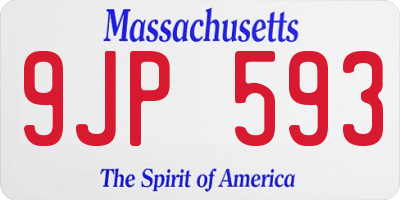 MA license plate 9JP593
