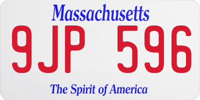 MA license plate 9JP596