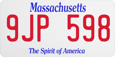 MA license plate 9JP598