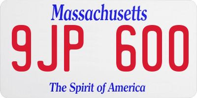 MA license plate 9JP600