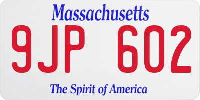MA license plate 9JP602