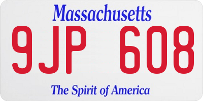MA license plate 9JP608