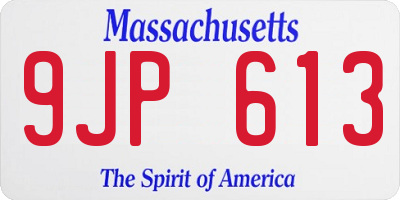 MA license plate 9JP613