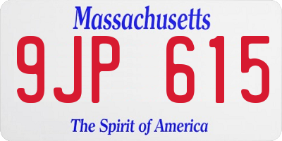 MA license plate 9JP615