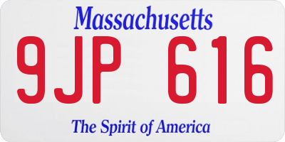MA license plate 9JP616