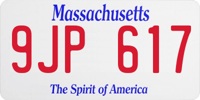 MA license plate 9JP617